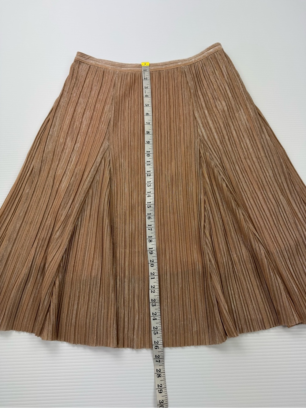 Anthropologie Maeve Ambra Rose Gold Metallic Pleated Midi Skirt Small - Picture 7 of 9
